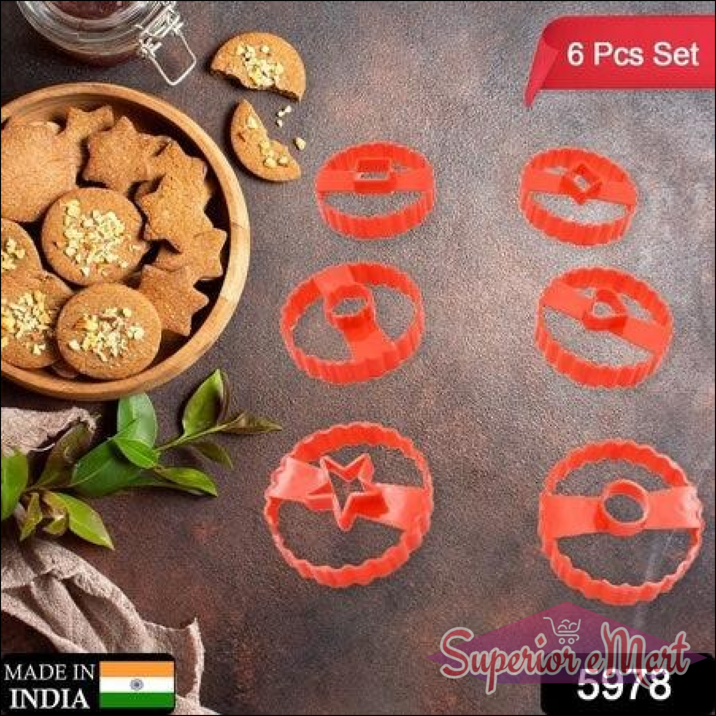 Cookie Cutter Set - Plastic Biscuit Cutting Tools for DIY Baking & Cake Decoration (6-Piece).