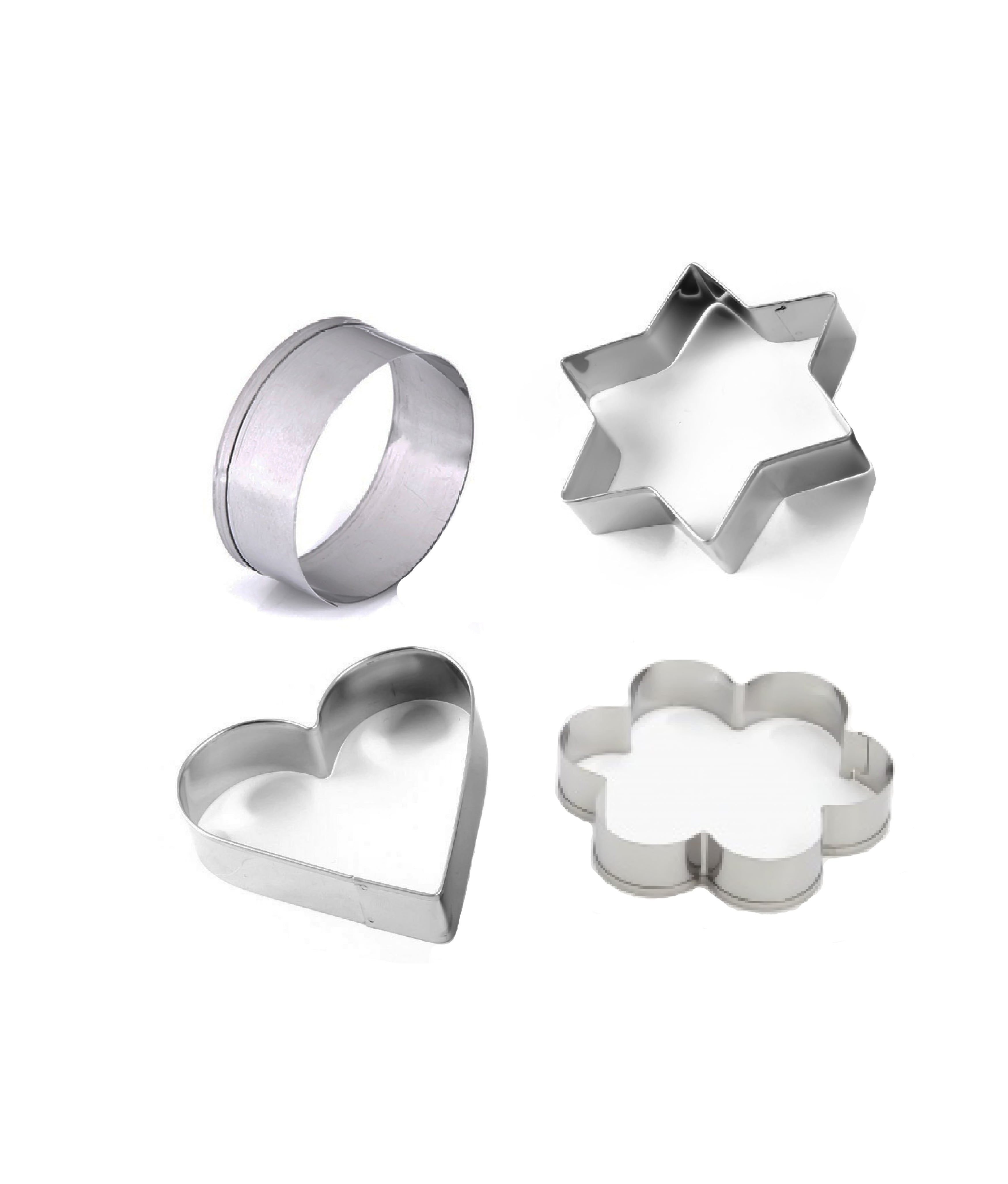 0827 Cookie Cutter Stainless Steel Cookie Cutter with Shape Heart Round Star and - 0827_4pc_ss_cookie_cutter