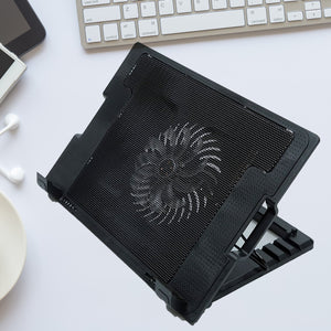 Superior eMart laptop cooling pad with adjustable height and fan for optimal airflow while working