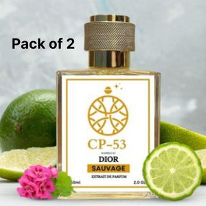 Pack of 2 CP - 53 Saauvage Perfume Bottles with Lime and Pink Flowers for Fresh Fragrance Lovers