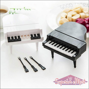 Creative Piano Fruit Forks Set / Food Sticks For Dessert / Fruit Snack Picking Kitchen Dining Tools (10 Pc Set) - Superior eMart