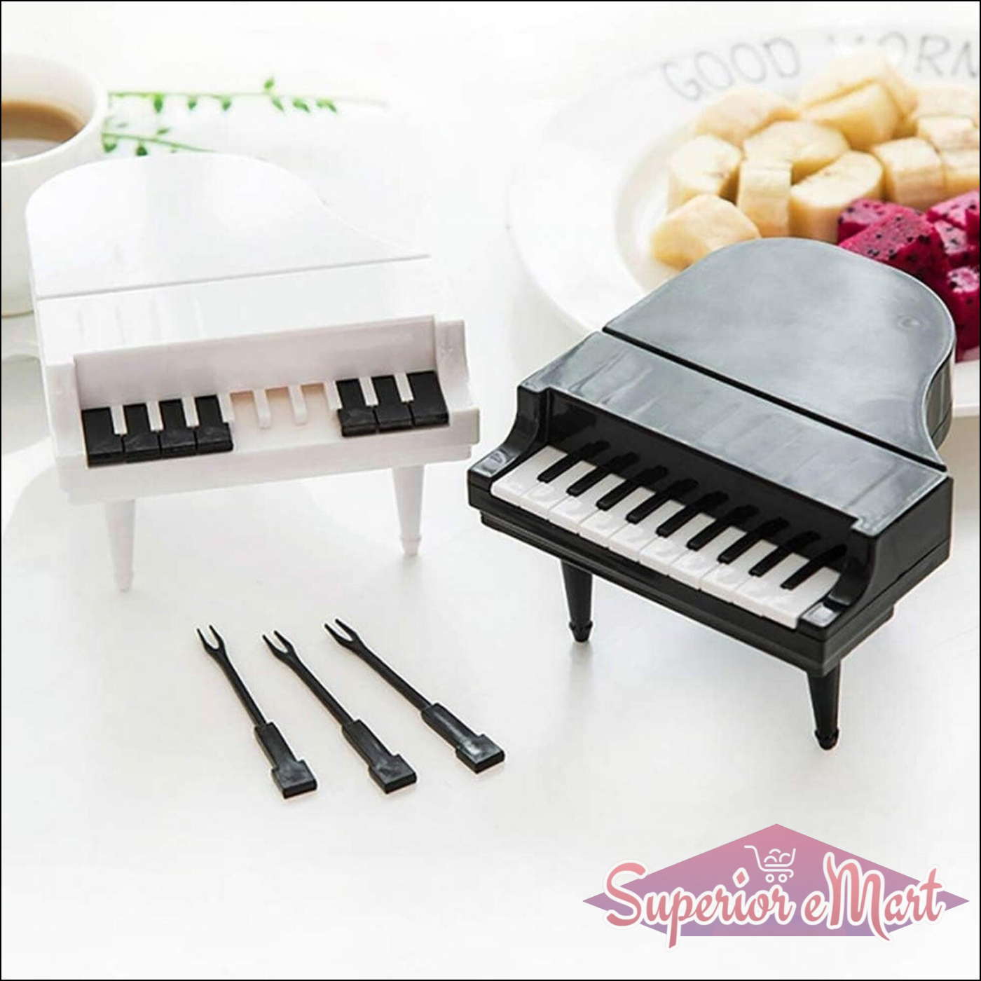 Creative Piano Fruit Forks Set / Food Sticks For Dessert / Fruit Snack Picking Kitchen Dining Tools (10 Pc Set) - Superior eMart