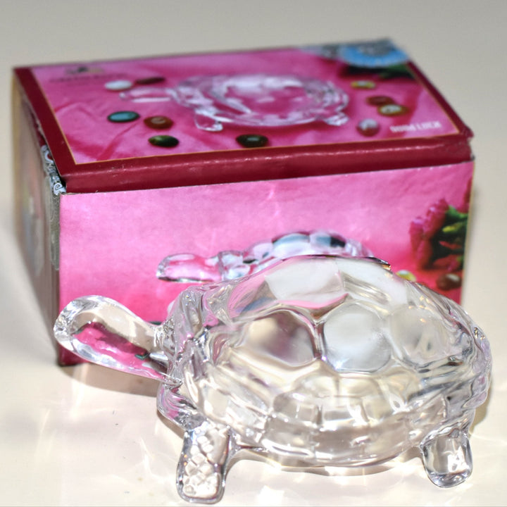 Crystal glass turtle Feng Shui for home decor, symbolizing good fortune and harmony