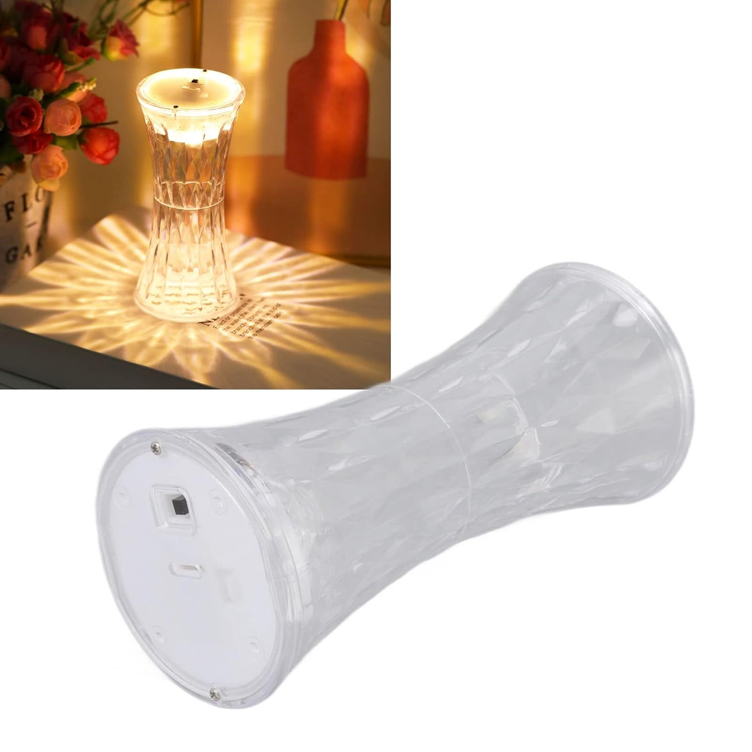 Crystal lamp night light with modern design casting beautiful patterns on walls
