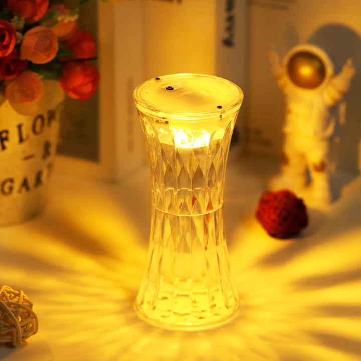 Elegant crystal lamp night light with warm glow, perfect for adding ambiance to home decor