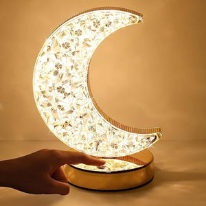 Crystal moon table lamp with a shimmering design perfect for home decor lighting