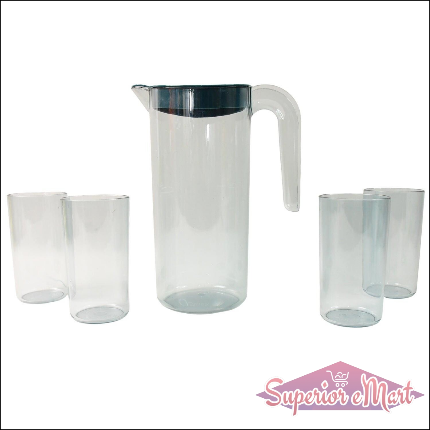 Crystal Water Jug and Glasses Set - 5 Pc - Superior eMart