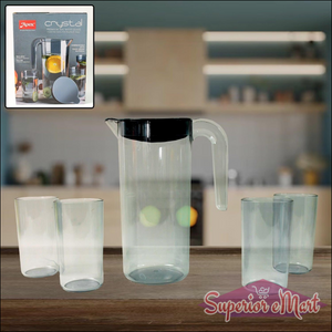 Crystal Water Jug and Glasses Set - 5 Pc - Superior eMart