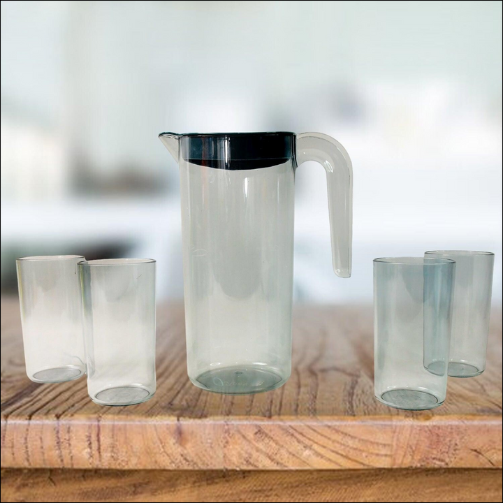 Crystal Water Jug and Glasses Set - 5 Pc - Superior eMart