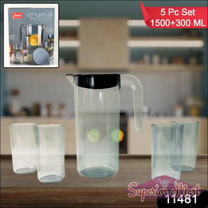 Crystal Water Jug and Glasses Set - 5 Pc - Superior eMart