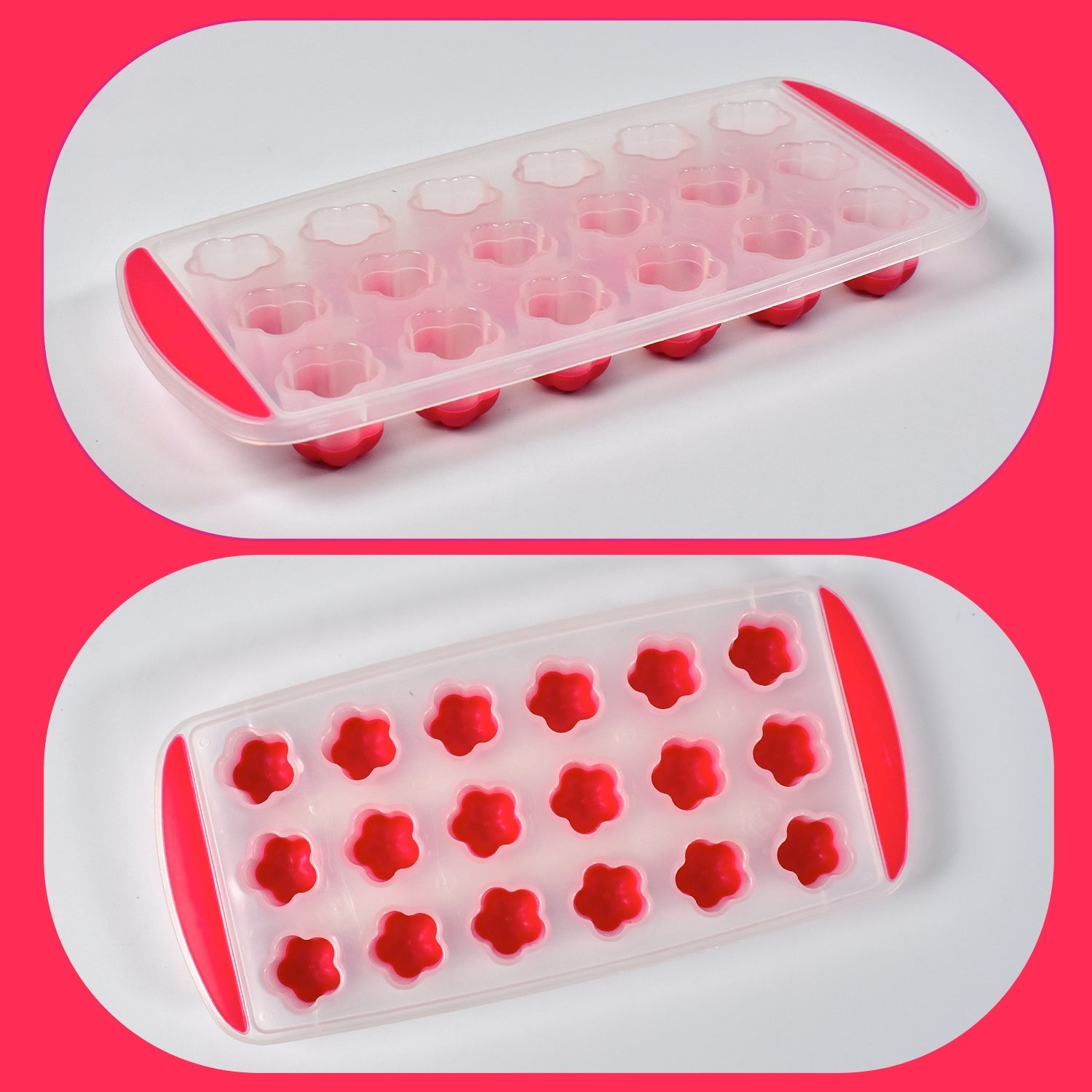 Ice Mould Flower Shape 18 Cavity Mould ice Tray Sphere ice Flower Mould Small ic - 7165_flower_design_ice_tray