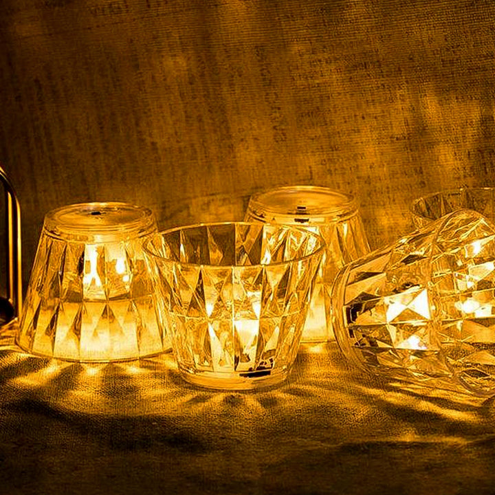 Elegant cup shape crystal lamp set casting warm, stunning light for stylish home decor