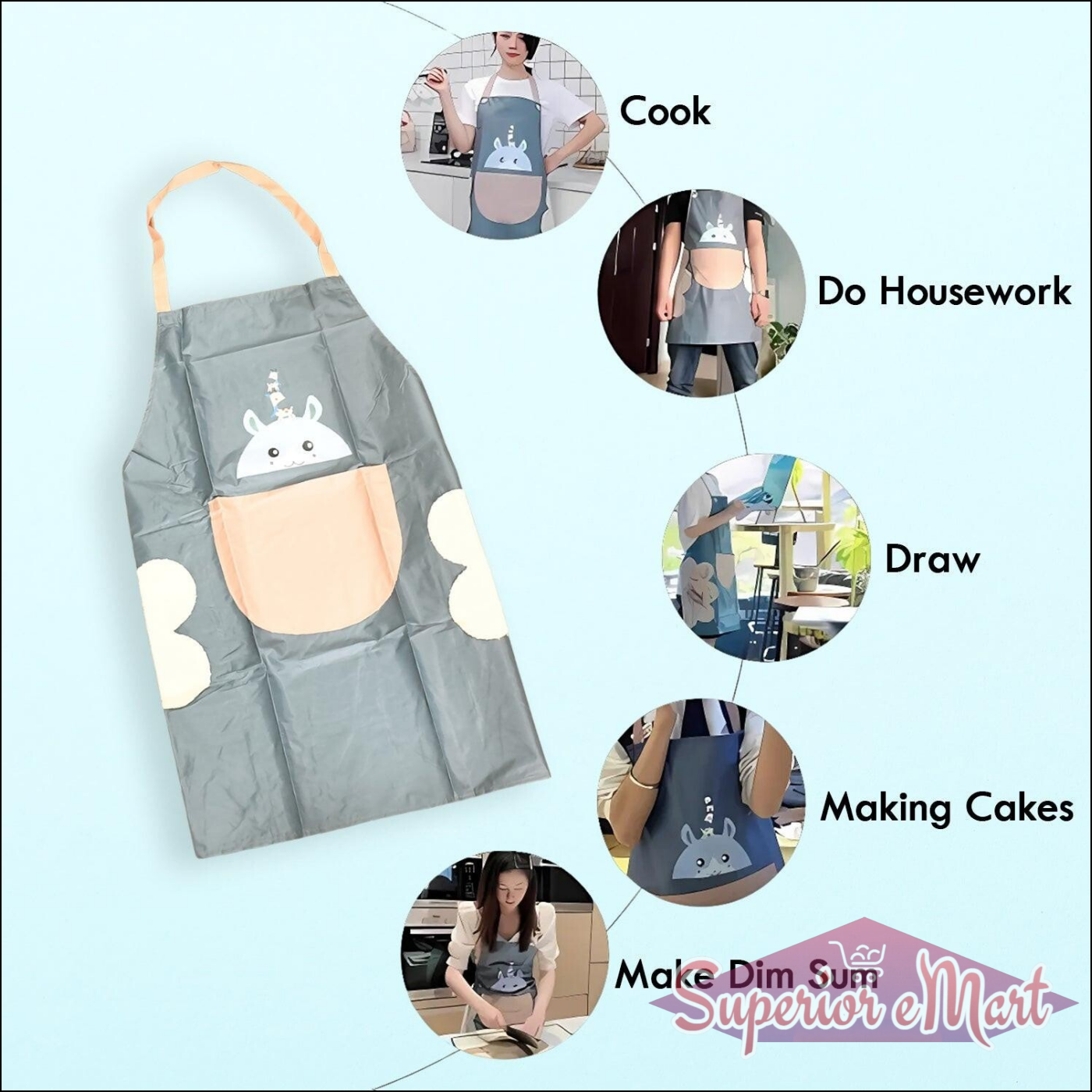 Cute Cartoon Animal Design Kitchen Apron (1 Pc) - Superior eMart
