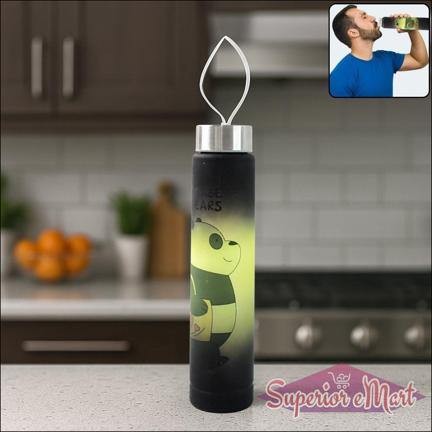 Cute Cartoon Printed Plastic Water Bottle (300 Ml  1 Pc) - Superior eMart