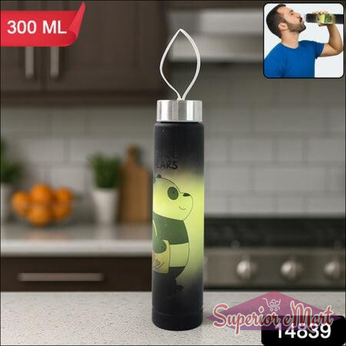 Cute Cartoon Printed Plastic Water Bottle (300 Ml  1 Pc) - Superior eMart