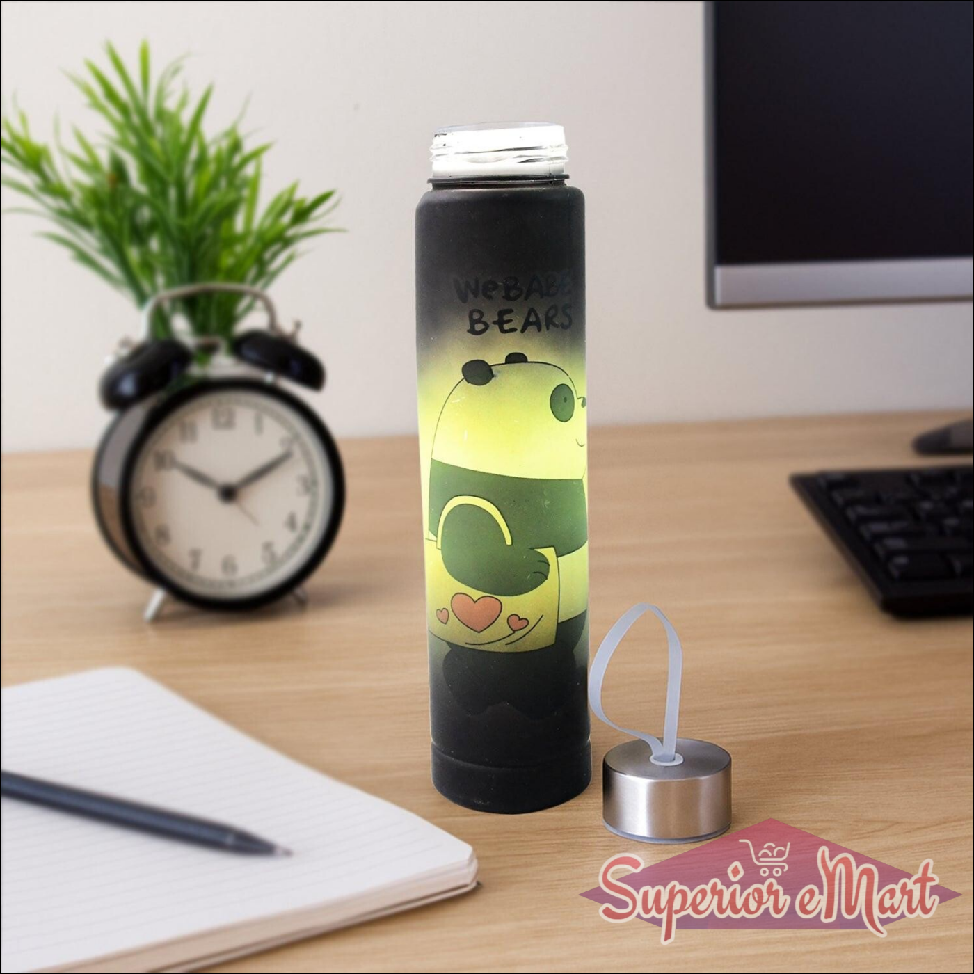 Cute Cartoon Printed Plastic Water Bottle (300 Ml  1 Pc) - Superior eMart