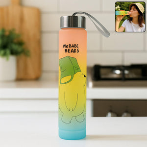 Cute cartoon water bottle featuring a playful bear design, perfect for kids and adults alike.