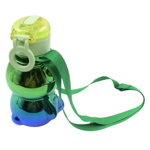 Superior eMart cute kids water bottle with straw in green and blue gradient colors with carrying strap
