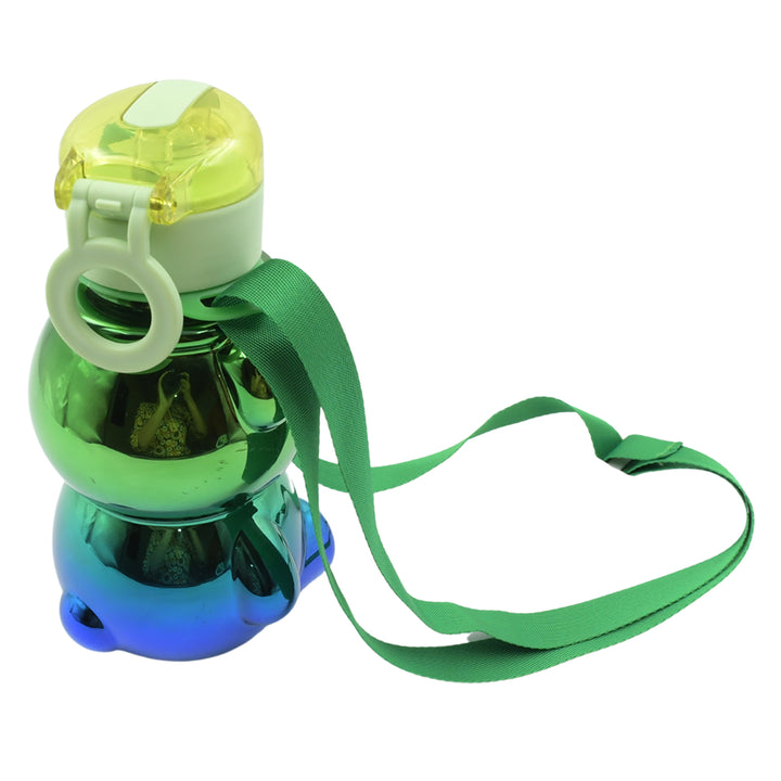 Superior eMart cute kids water bottle with straw in green and blue gradient colors with carrying strap