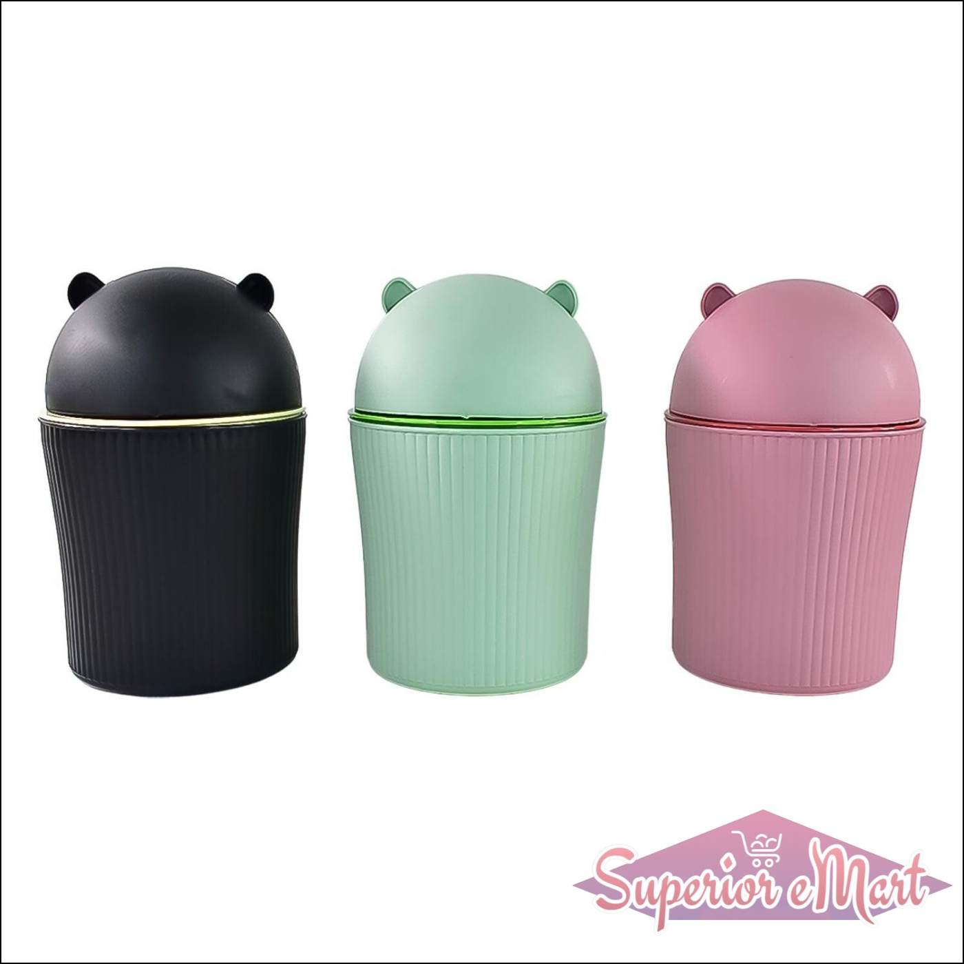 1200ml Desktop Trash Can with Cute Lid Multicolor - Superior eMart
