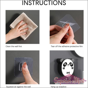 Cute Panda Soap Dish Wall Mount Holder - Superior eMart
