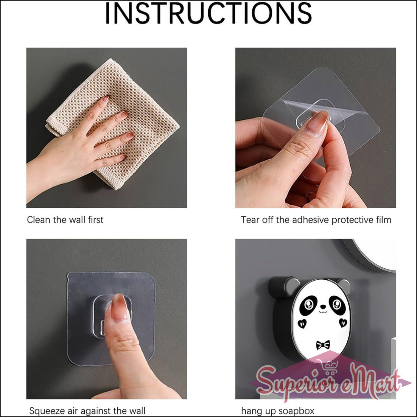 Cute Panda Soap Dish Wall Mount Holder - Superior eMart