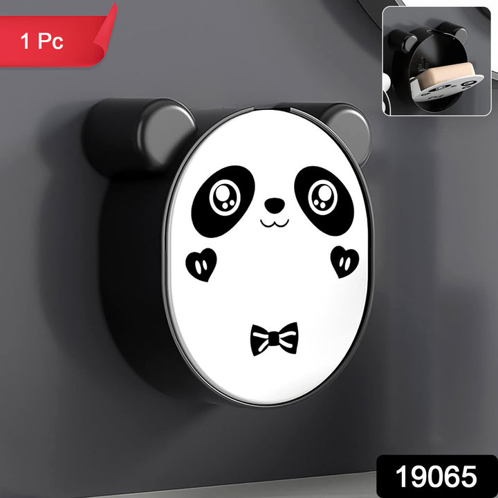 Cute panda soap dish mounted on wall with black and white panda face design by Superior eMart