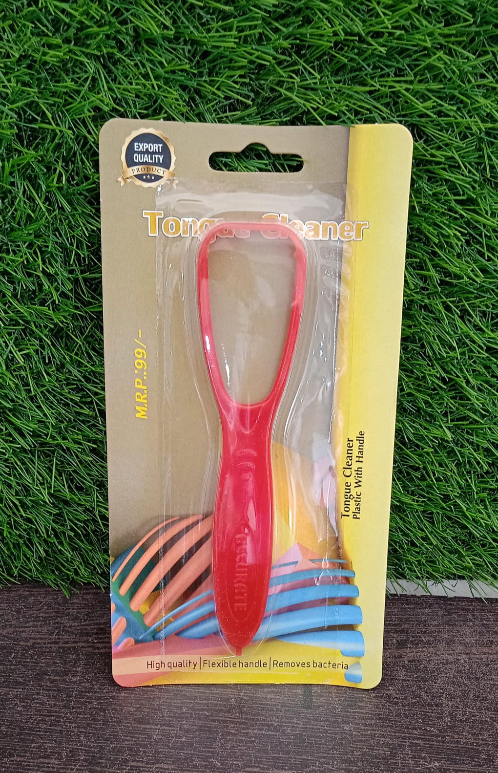 Plastic Tongue Cleaner For Kids & Adults | Tongue Scraper For Bad Breath, Mainta - 12596_pla_tongue_cleaner_with_handle