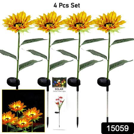 Garden Solar Sunflower Outdoor Led Light  Inserted Ground Simulation Plant (4 Pcs Set) - Superior eMart