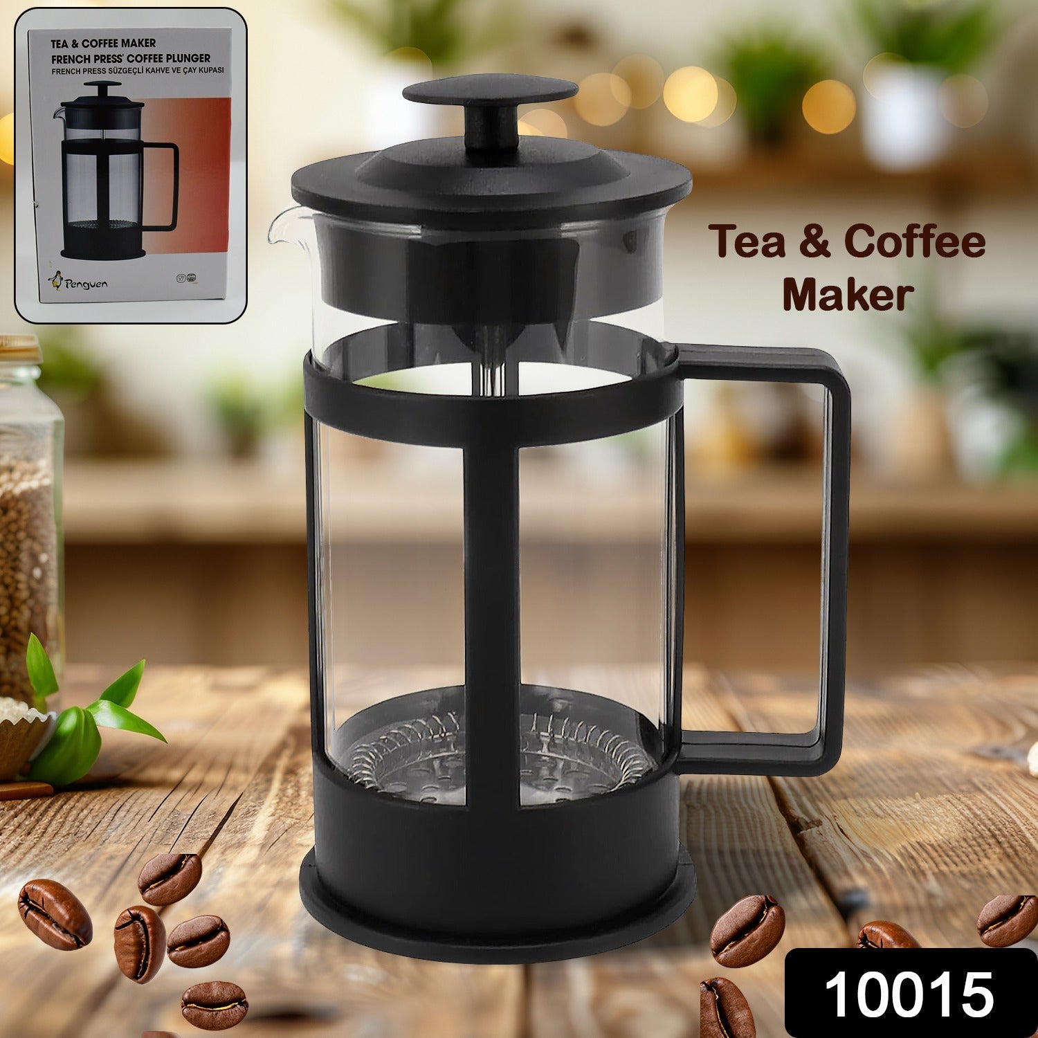 Coffee and Tea maker, Coffee Maker Glass Stainless Steel Coffee Press Glass Teap - 10015_coffee_n_tea_maker_1pc