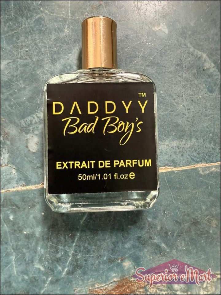 Daddy Bad Boy perfume for men in a 50ml bottle with elegant black label and gold accents