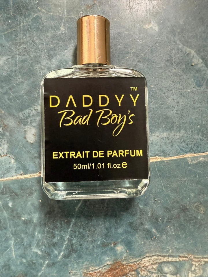 Daddy Bad Boy perfume for men in a 50ml bottle with elegant black label and gold accents
