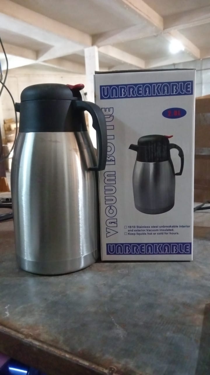 Premium Steel Thermos with Handle and Push Button (2 Ltr.) - 10083_premium_ss_thermos_2ltr