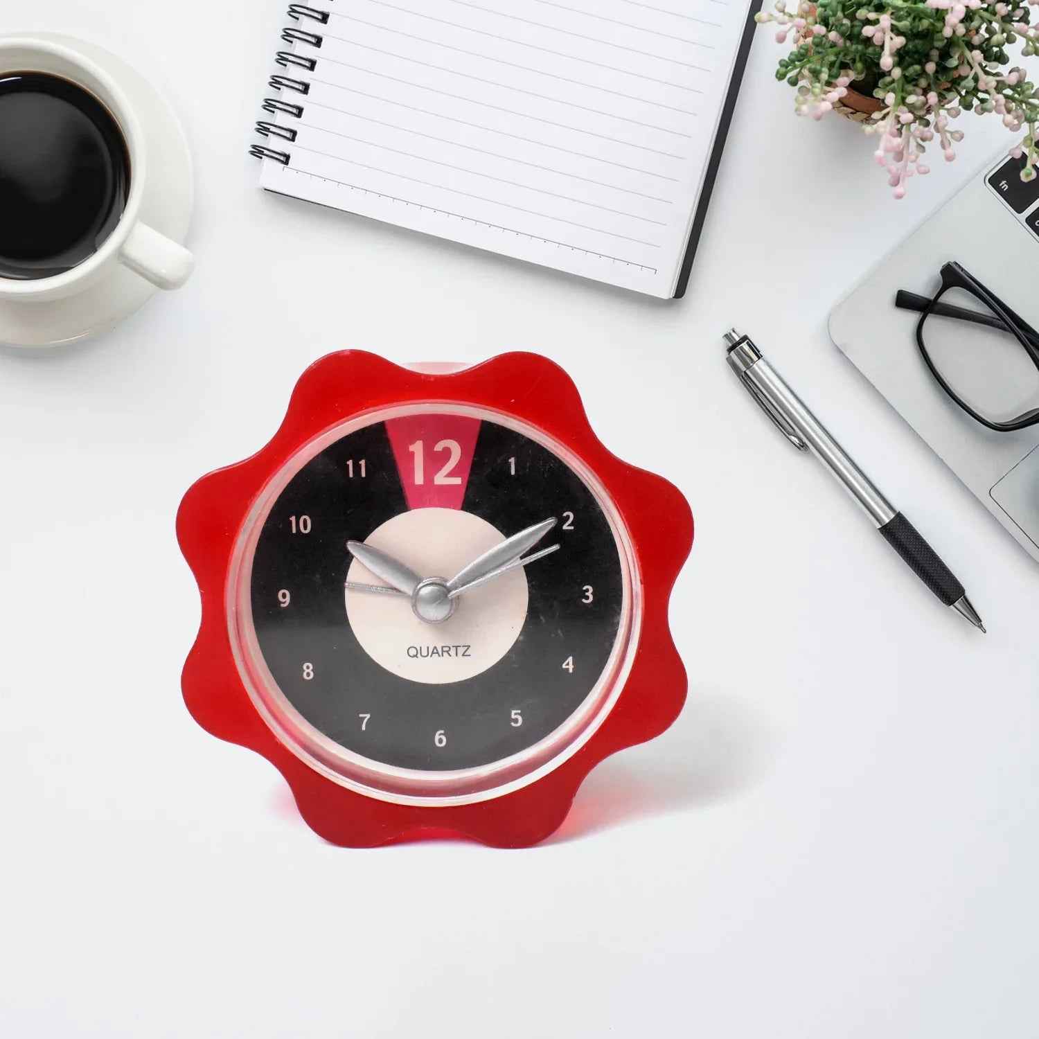 Red decorative clock with flower design, perfect as decorative clocks for every room