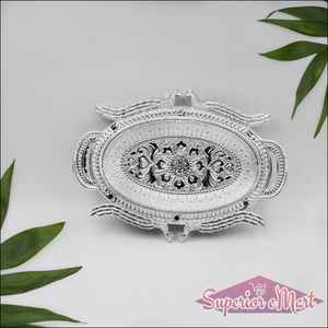 Elegant decorative mukhwas serving tray with ornate design and handles for stylish presentation
