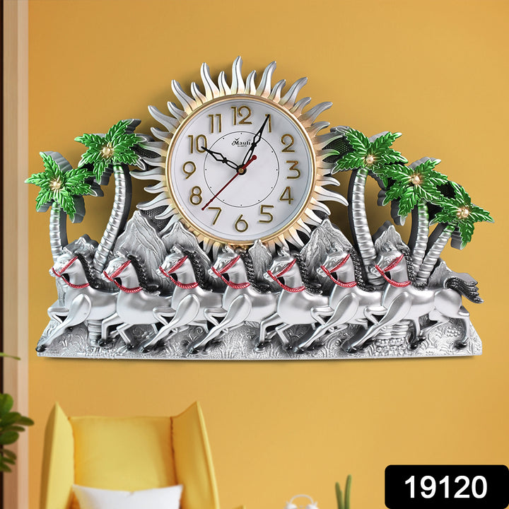 Superior eMart decorative wall clock featuring horses and palm trees in vibrant colors