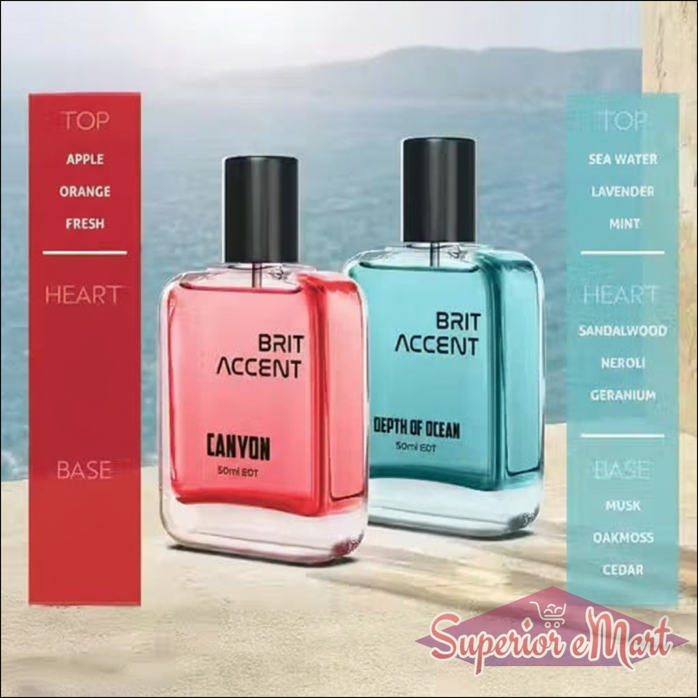 Long lasting unisex perfume pack featuring Canyon and Depth of Ocean scents in stylish bottles