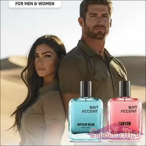 Brit Accent long lasting unisex perfume pack featuring Depth of Ocean and Canyon bottles for men and women