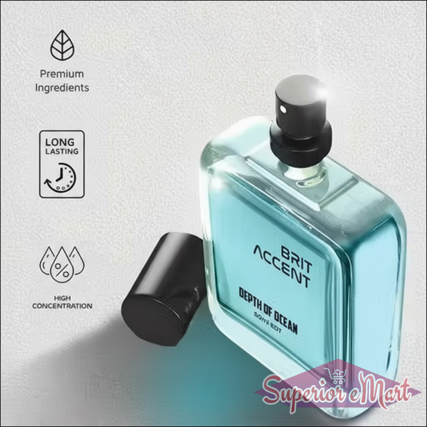 Brit Accent Depth of Ocean long lasting unisex perfume in a stylish bottle with premium ingredients