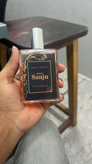 Desert Shadows perfume bottle inspired by Sanju with elegant packaging and 1.7 fl oz of fragrance