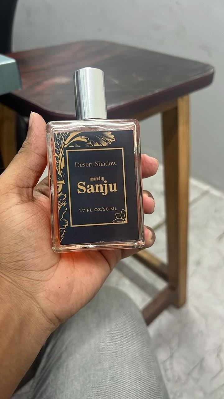 Desert Shadows perfume bottle inspired by Sanju with elegant packaging and 1.7 fl oz of fragrance
