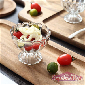 Elegant dessert serving bowls set of 6 in clear glass, perfect for appetizers and desserts