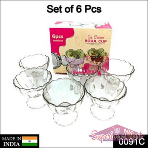 Dessert serving bowls set of 6 with elegant scalloped design perfect for ice cream or desserts