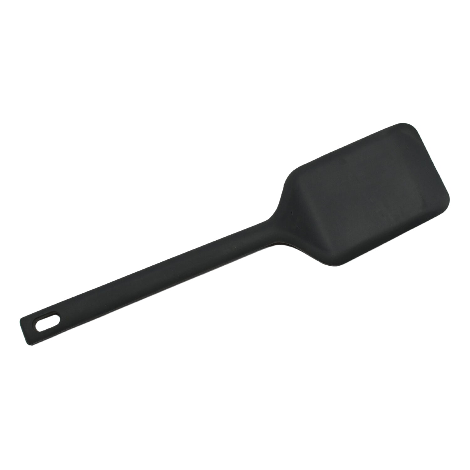 Black silicone dessert serving spatulas with a sturdy handle for easy serving