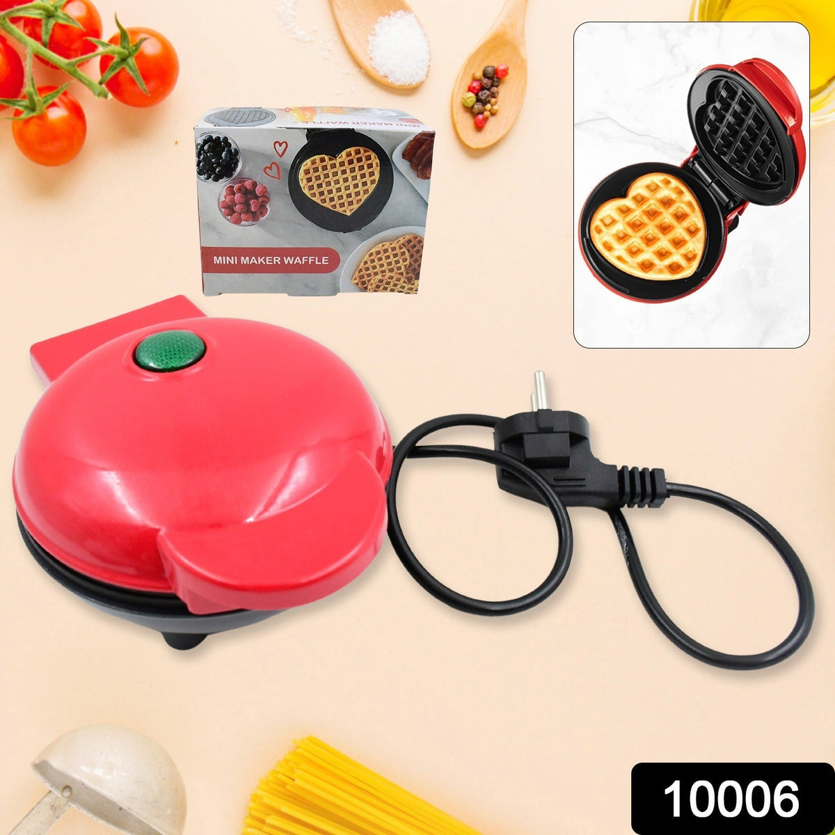 Mini Waffle Maker Machine Waffle Iron Home Appliances Kitchen Gift Easy To Clean - 10006_heart_waffle_maker_machine