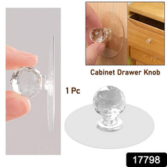 Clear Cabinet Drawer Knobs / Hook, Diamond Crystal Shaped Pulls Handles for Ward - 17798_diamond_adhesive_knobs_1pc