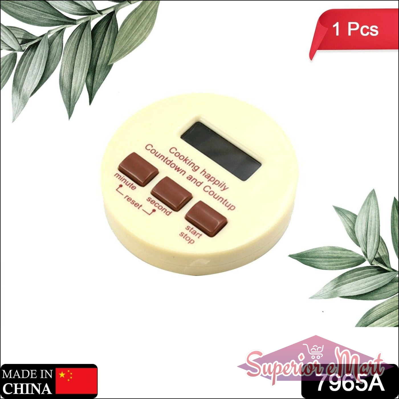 Digital kitchen timer with alarm featuring countdown and count-up functions for precise cooking