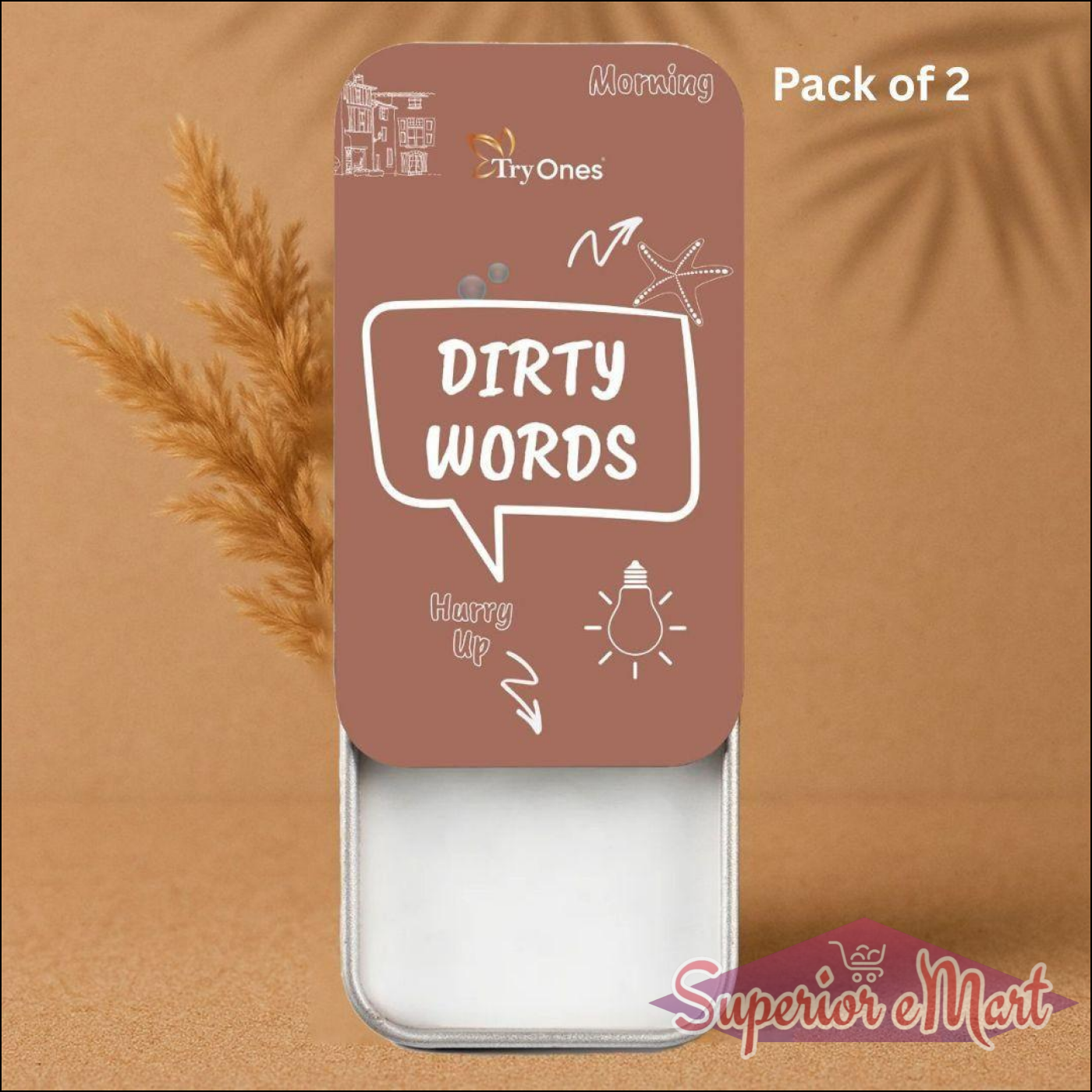 DIRTY WORDS Solid Perfume 12gm Pack of 2 with a stylish tin design and floral background