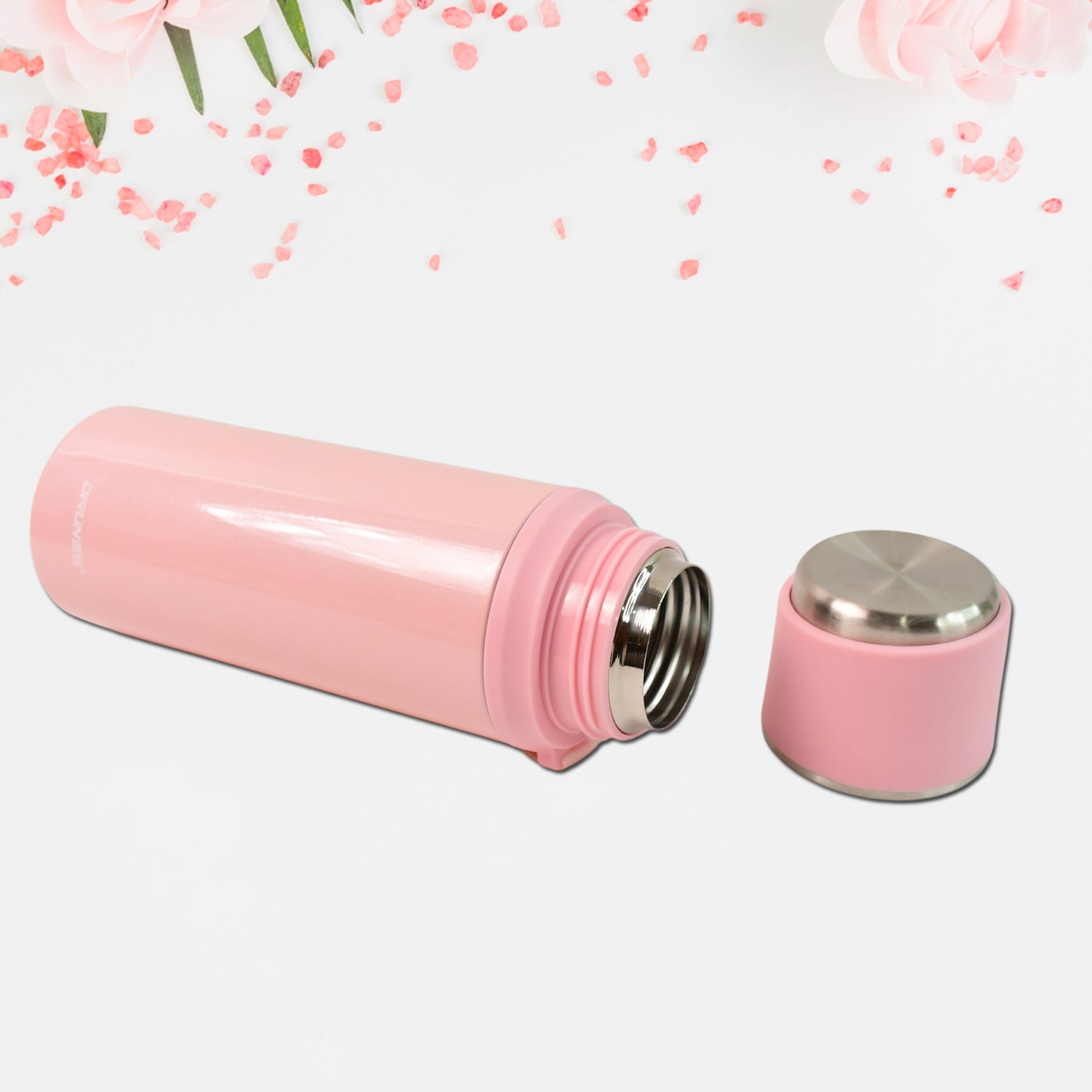 Pink 600ml insulated water bottle with stainless steel lid by Superior eMart for home and kitchen