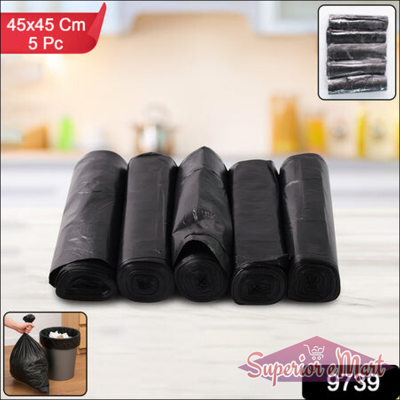 Disposable Trash Garbage Bags (5 Pc) - Superior eMart